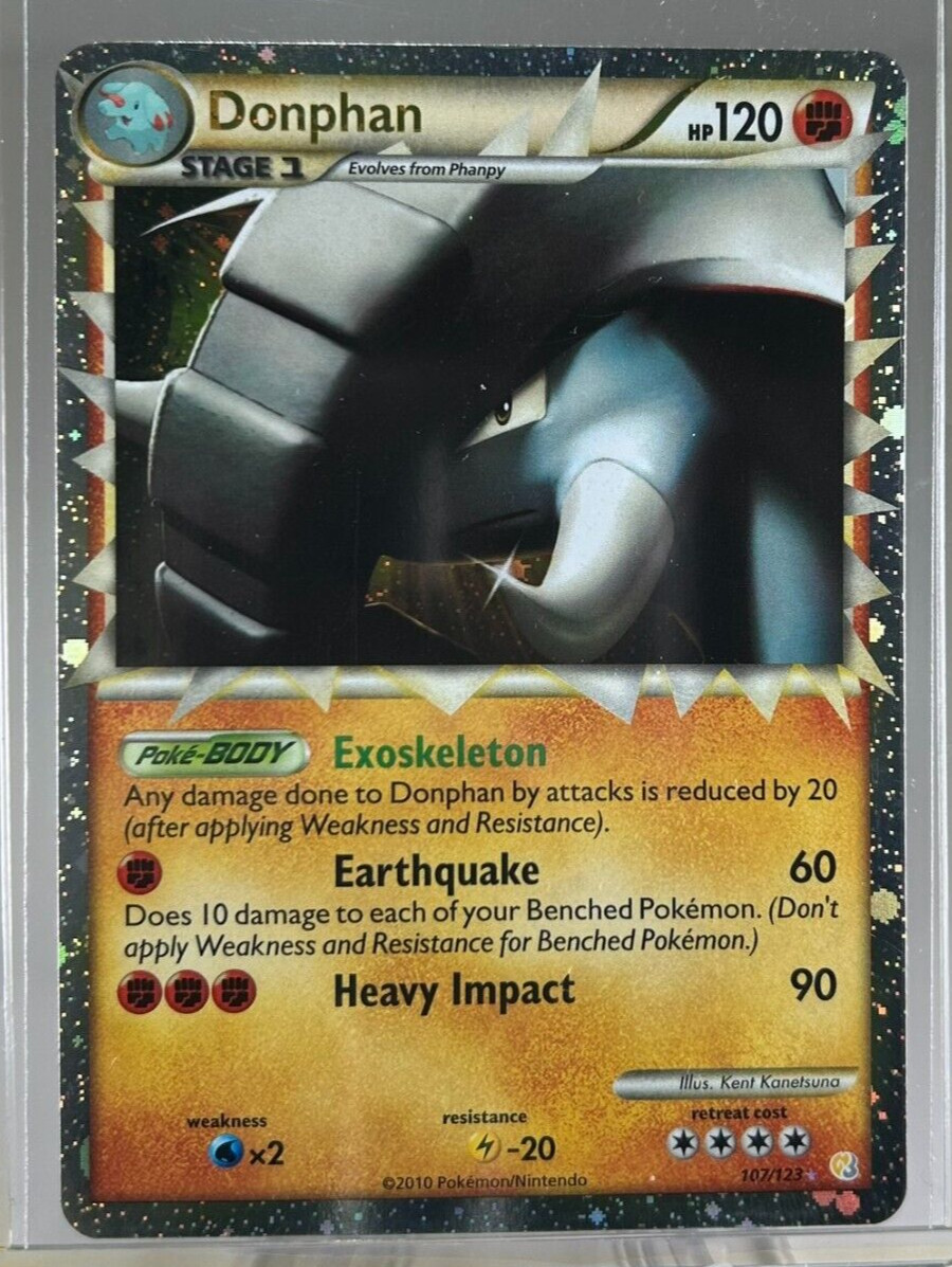 Donphan PRIME ULTRA RARE 107/123 HGSS Base Set Pokemon TCG Holo NM 2010