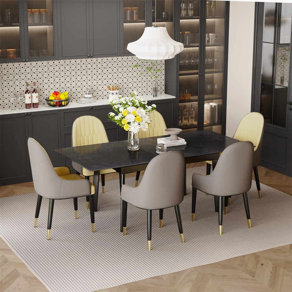 Expandable Dining Table Rectangle Sintered Stone for Kitchen Living Room 8 Seat - Image 4 of 4