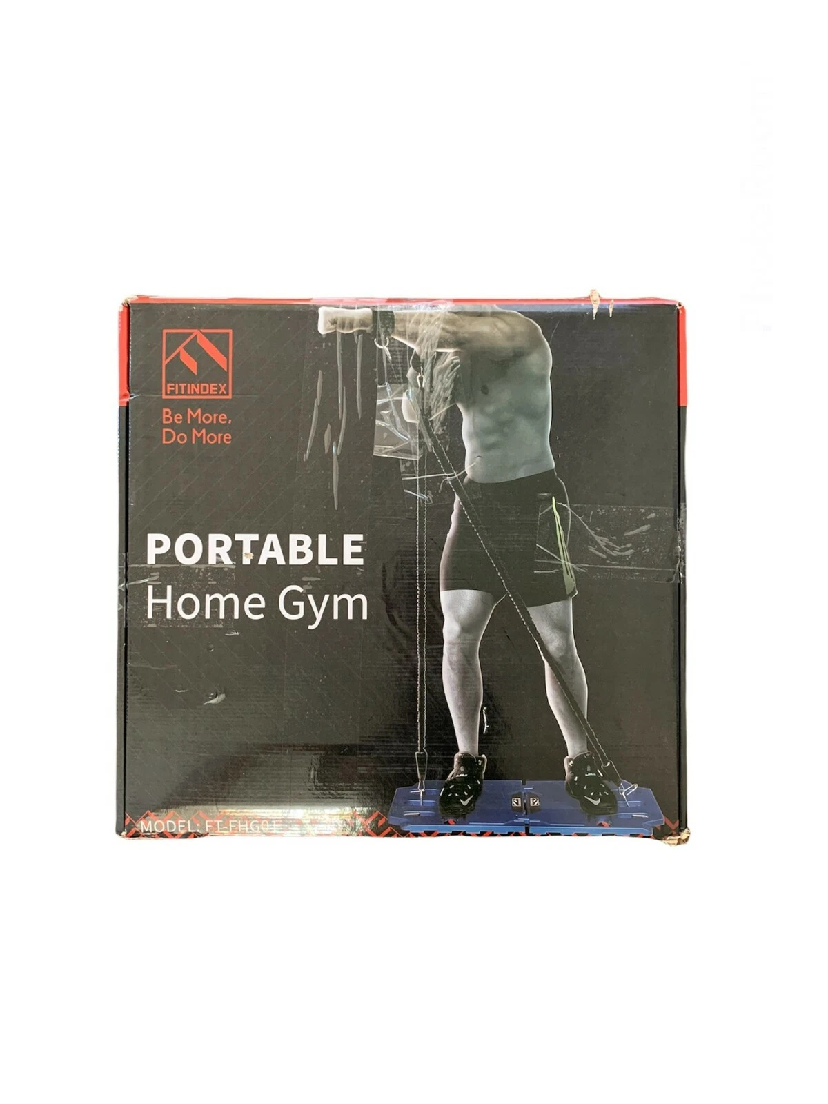FITINDEX Portable Home Gym - Exercise Equipment w Resistance Bands Bar OPEN BOX