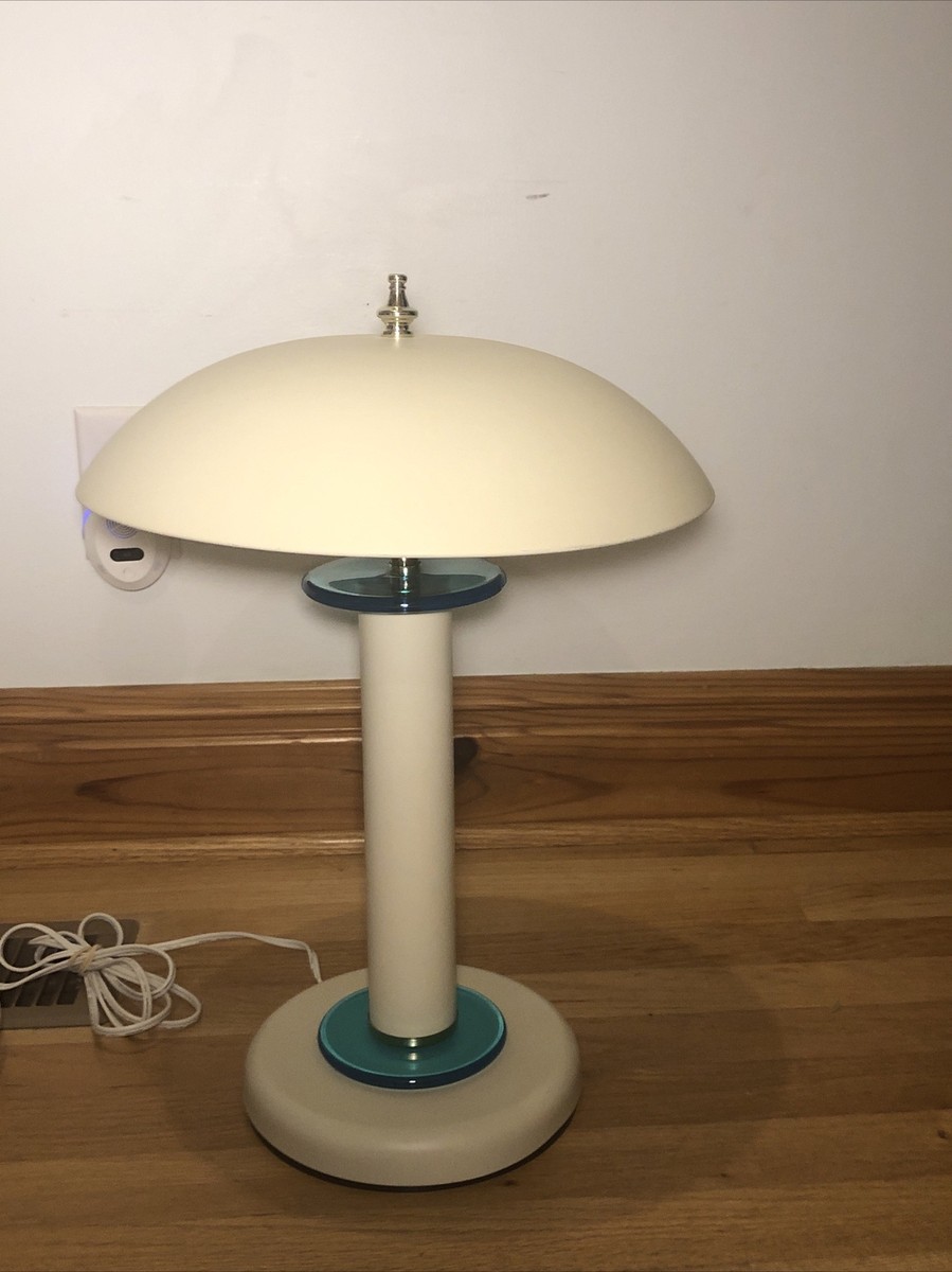 18.25 2 Bulb Atomic UFO Mushroom Dome Eggshell Beige Table
