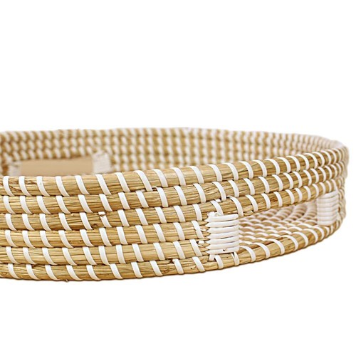 Natural Seagrass Woven Round Serving Tray 14 Inch Diameter x 2.6 Inch Height ... - Picture 3 of 8