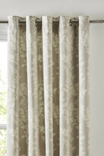 Laura Ashley Waxham NATURAL Eyelet Lined Curtains W228CM DROP 183CM - Afbeelding 1 van 2