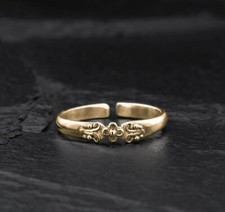 Women's Flower Gold Toe Ring Adjustable Ring Yellow Gold Plated 925 Sliver