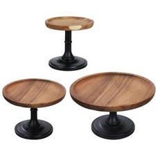 Wooden Appetizer Serving Tray Display Plate Kitchen Tool High Base Cupcake Dish