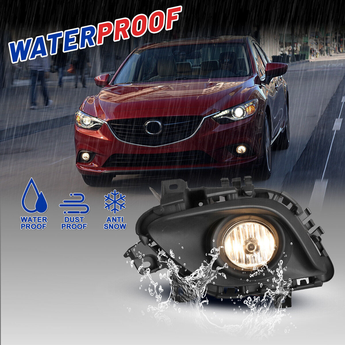 Fit 2014-2016 Mazda 6 Sedan Clear Lens Fog Lights Pair With Bulbs & Switch