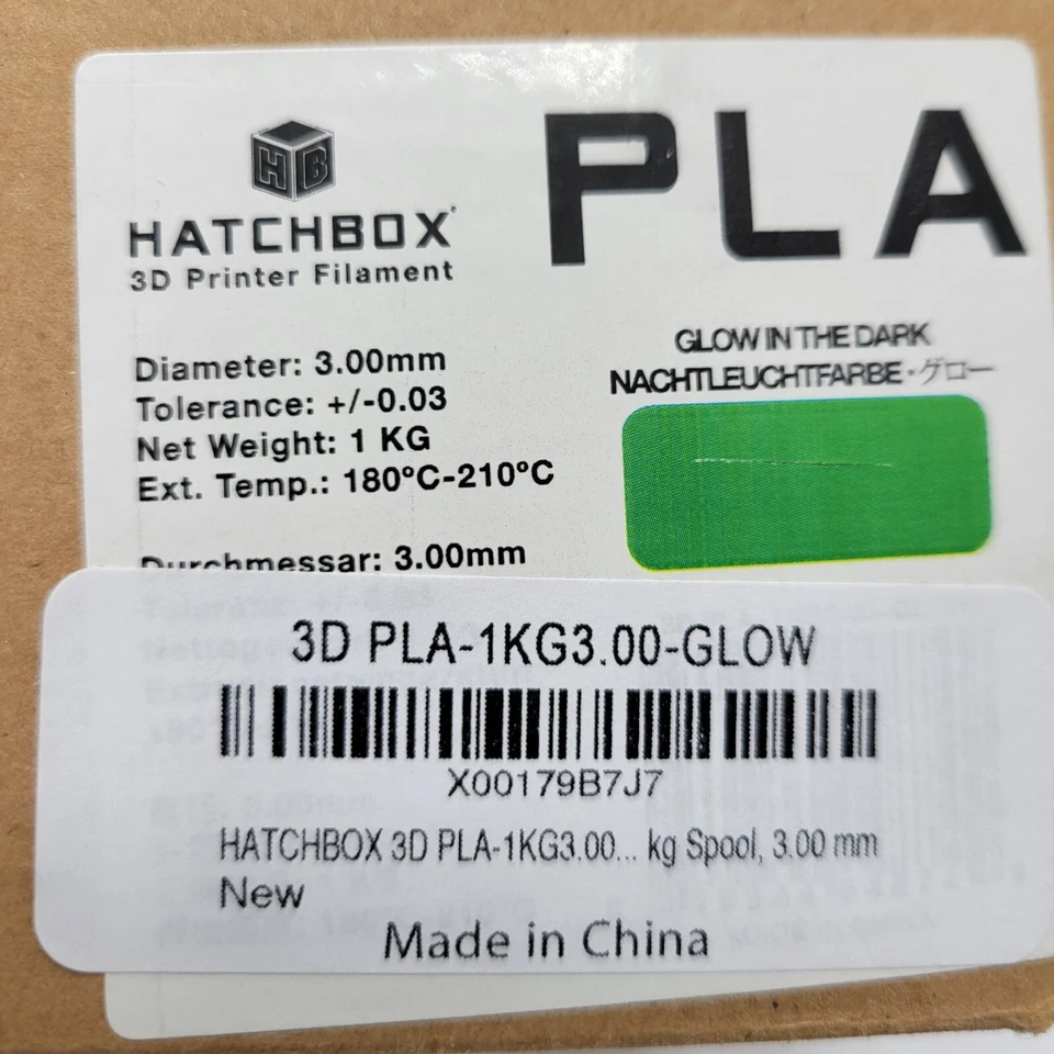 HATCHBOX Glow in The Dark PLA 3.0 mm 3D Printer Filament, 1kg Spool (New) - Image 4 of 4