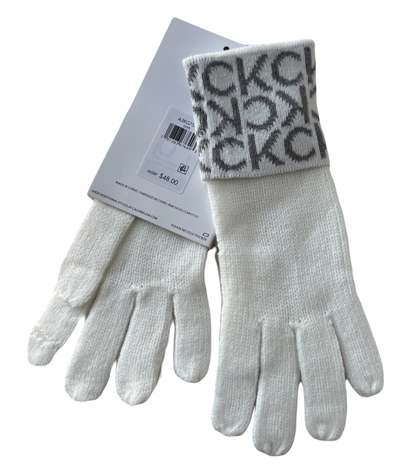 NWT $48 One Size - Calvin Klein Logo Cuff Luxe Knit Touchscreen Gloves - Image 2 of 3