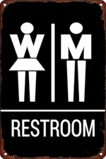 Restroom Sign Toilet for Bathroom Tin Metal Signs Home D cor 8x12