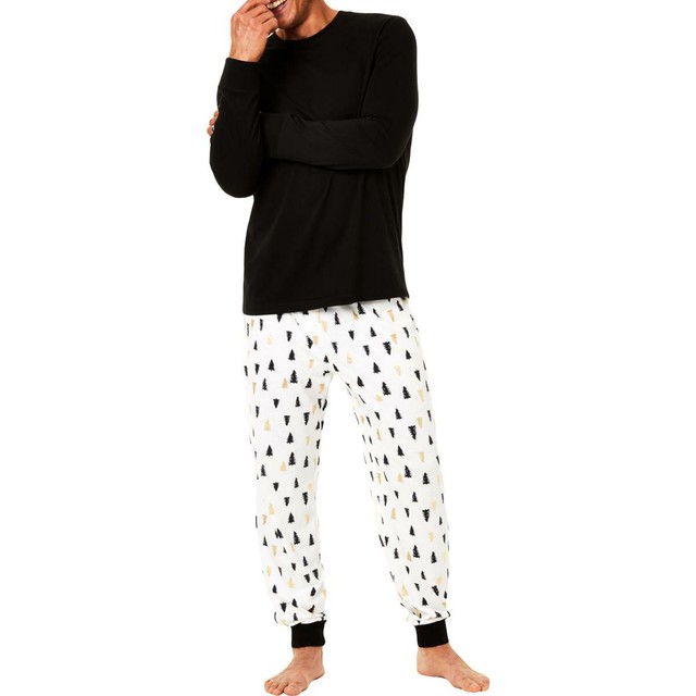 Family PJs Mens Black Christmas Holiday 