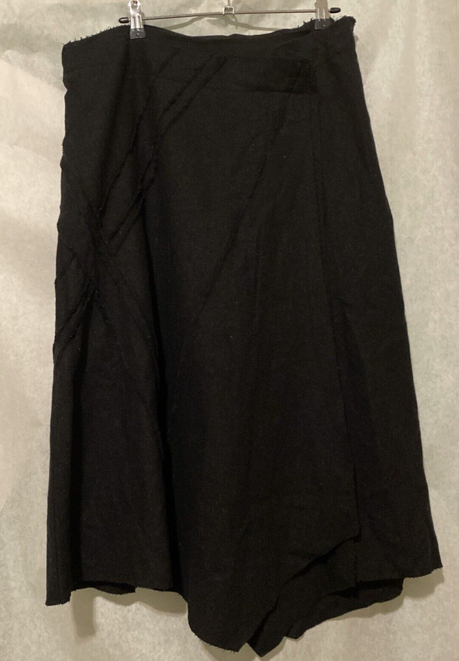 N.C.C. Black Midi Skirt Lined Asymmetric Envelope Hem Fit and Flare Size 14