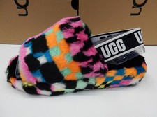 UGG Womens Fluff Yeah Slide Checks Black Multi 6