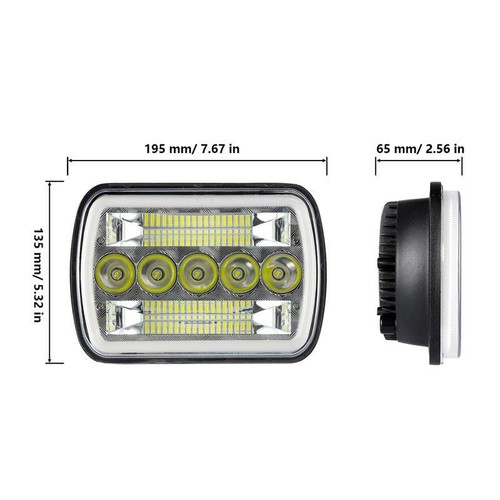 7x6" 5X7" LED Headlights DRL & H4 Harness Kit For Jeep Wrangler YJ Cherokee XJ - Picture 6 of 12