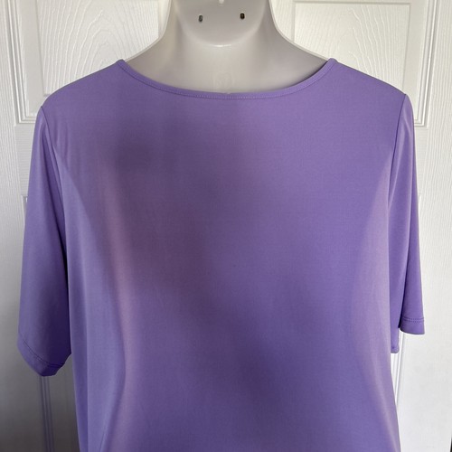 Susan Graver Plus Size Modern Essentials Lilac Purple Liquid Knit Top Blouse 1X - Picture 8 of 10