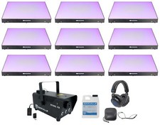 9 American DJ MDF3 RGB DMX Magnetic Single Dance Floor Panels Headphones Fogger