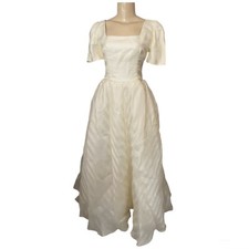 FINAL SALE RAIMON BUNDO Minimalist Square Neckline Silk Blend Wedding Dress