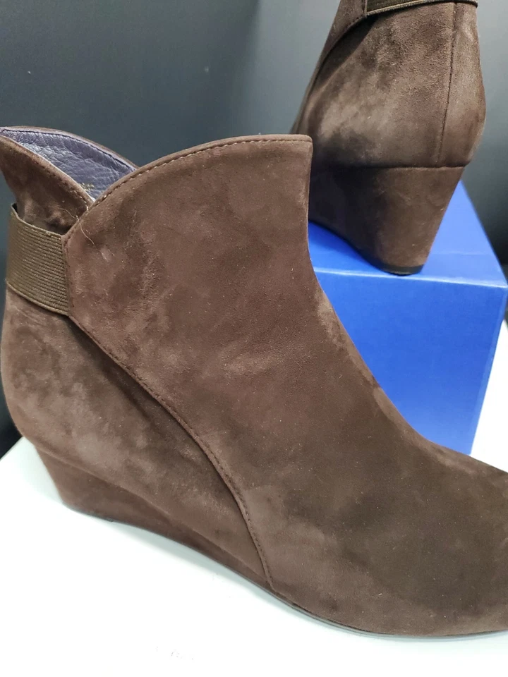 Vaneli Cuero Gamuza Choco Marrón Cremallera 2" Tacones Cuña Botines 8.5M Foto 4 de 4