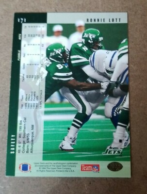 1994 Upper Deck Football Card #171 Ronnie Lott New York Jets