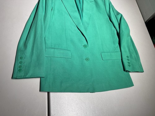 Farm Rio Blazer Women's XS Straight Two Button Oversize Style Green Lyocell Coat - Picture 3 of 11