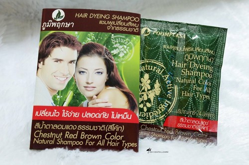 Poompuksa hair color dyeing shampoo natural thai herb light dark red brown black - Picture 5 of 13