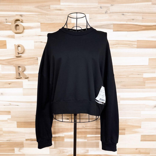 Limi Feu Product Tag Patch Sweatshirt Black x White Rare Limi Feu Product Tag Patch Sweatshirt Black x White Rare