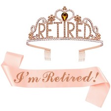 Retirement Party Decorations Retired Tiara/Crown, Retired Sash for Women Reti...