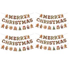 12 Pcs Gingerbread Christmas Banner, Merry Christmas Banner Hanging Decor for...