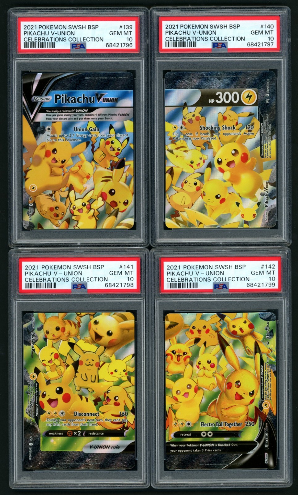 2021 POKEMON SWSH BSP PIKACHU V-UNION CELEBRATIONS COLLECTION PSA 10 SEQ SET