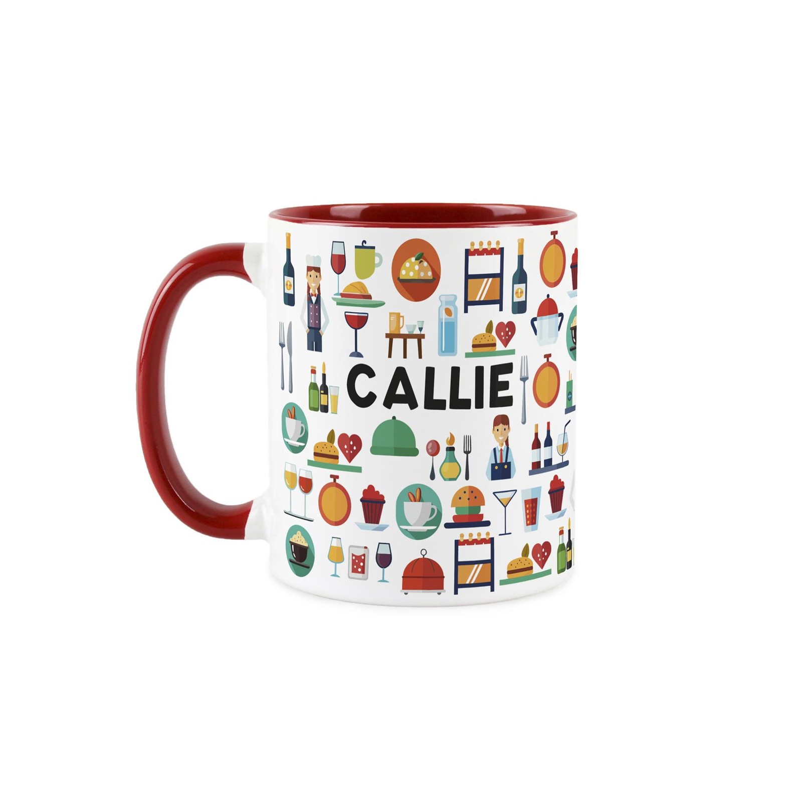Personalised Waitress Mug - Hospitality Red Ceramic Tea/Coffee Cup Gift