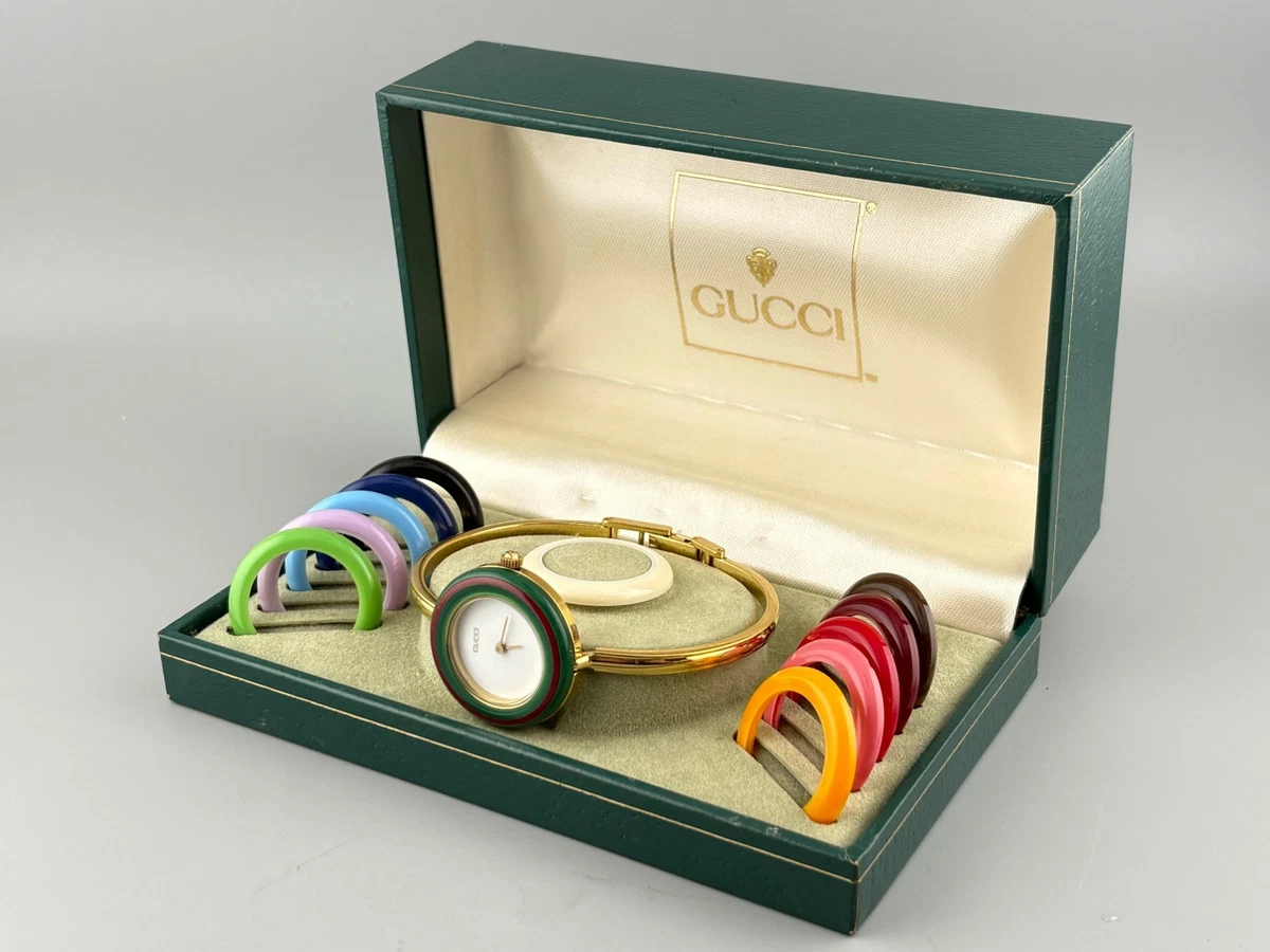 GUCCI 1100L Change Bezel Watch Vintage Quartz Women 12 colors 11
