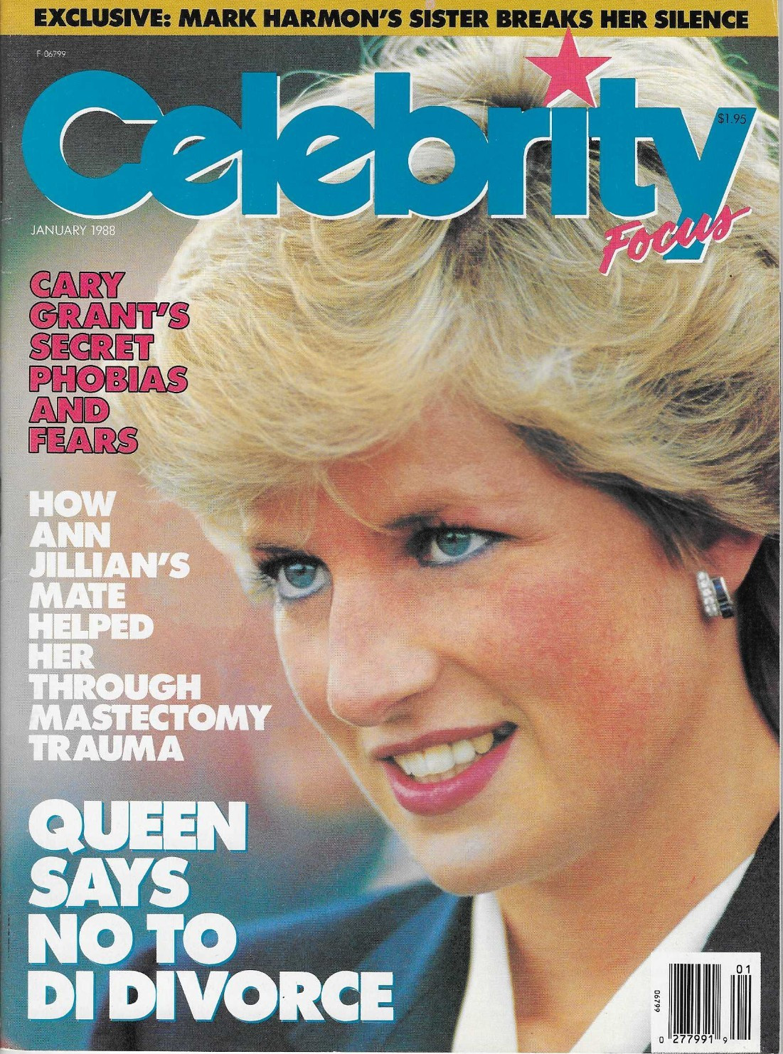 Celebrity focus magazine jan 1988 princess diana queen di divorce mark harmon