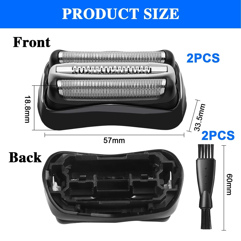 2 pezzi Testina di Ricambio per Rasoio Braun S3 32B Lame Rasoio Elettrico Bar... Foto 2 de 4