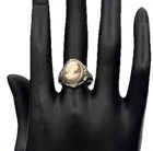 Vintage 925 Sterling Silver Shell Cameo Ring – Hand‑Carved Portrait,