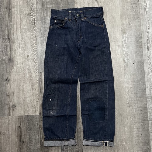 VTG JCPenney Foremost Kids Youth Denim Jeans Dark Wash Selvedge Repaired 22x22.5
