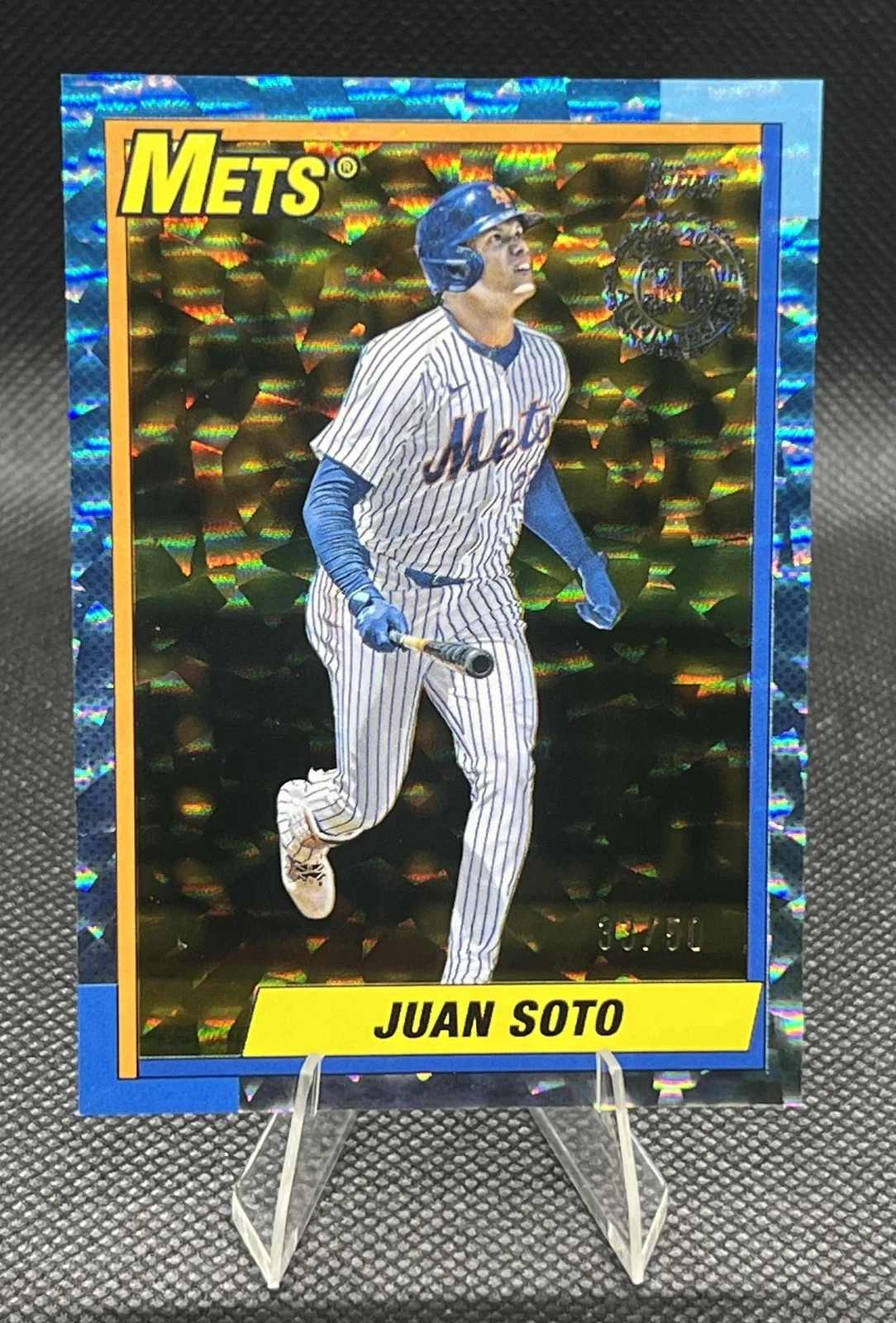 Juan Soto /50 1990 Topps Gold Crackle Foilboard SP 2025 Topps #90B2-14 Mets