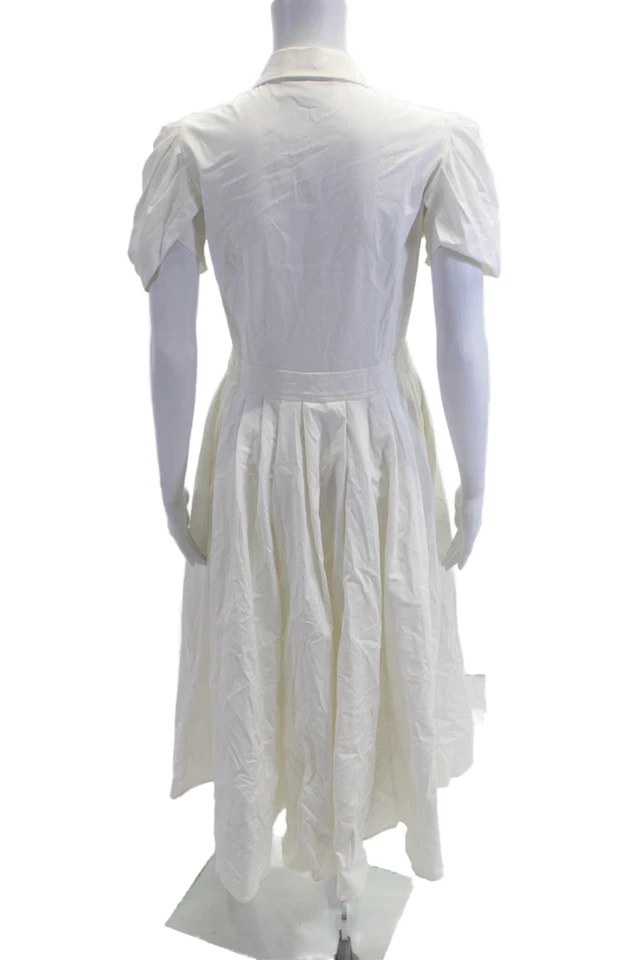 Alexis Women Shirt Dress Fit & Flare White Collared Short Sleeve Size M - Image 3 of 4