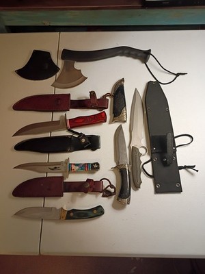 5 Knives And One Tomahawk Mixed Conditions Used