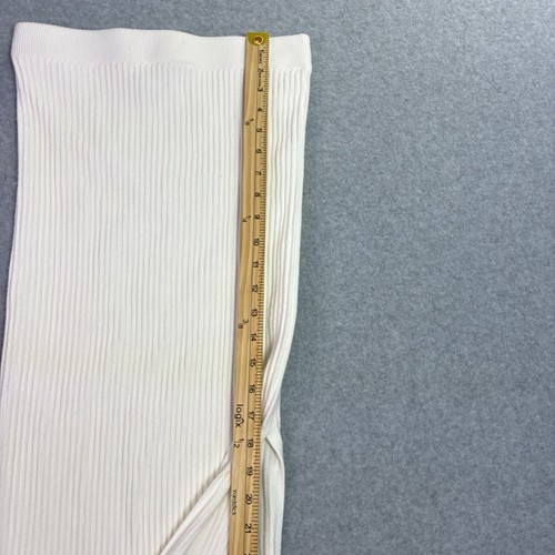Princess Polly Ribbed Knit Maxi Skirt Cream Beige L/XL Side Slit Stretchy Y2K - Picture 5 of 8