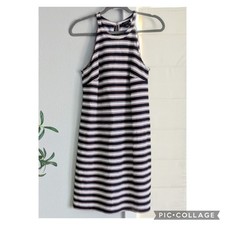 Ann Taylor High Neck Striped Dress