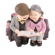 Resin Couple Figurine Happy Old Man And Woman Statue Ornament For Wedding Home