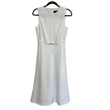 NWT J. Crew A-line Midi Dress in Stretch Linen in White - Size 2