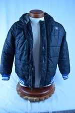 Tommy Hilfiger Boys' M 10/12 Fleece Lined Hooded Puffer Jacket, Black, Blue Trim