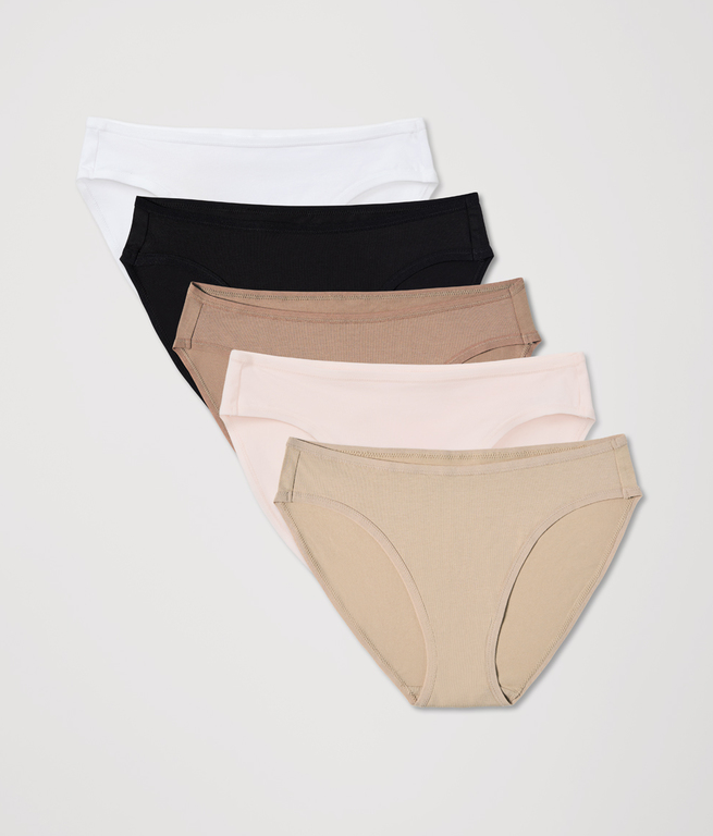 PACT Organic Everyday Classic Fit Bikini 5-Pack, Core Edit (NEW)