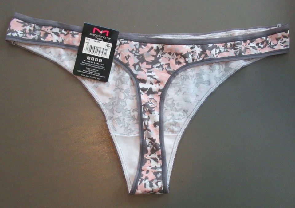 Paquete de 3 bragas tanga Maidenform para mujer mezcla de algodón, azul rosa floral, XL/8 Foto 4 de 4