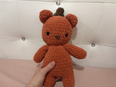 Handmade Crochet Pumpkin Bear Stuffed Animal Plush