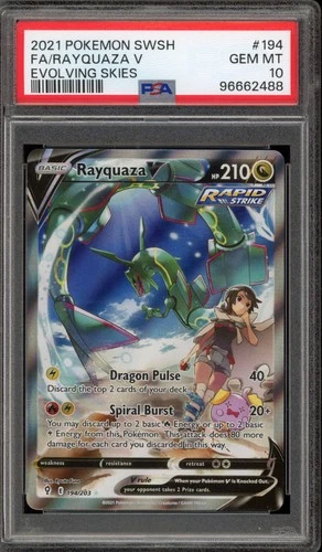 Pokemon Rayquaza V Evolving Skies Full Alt Art #194 PSA 10 Gem Mint