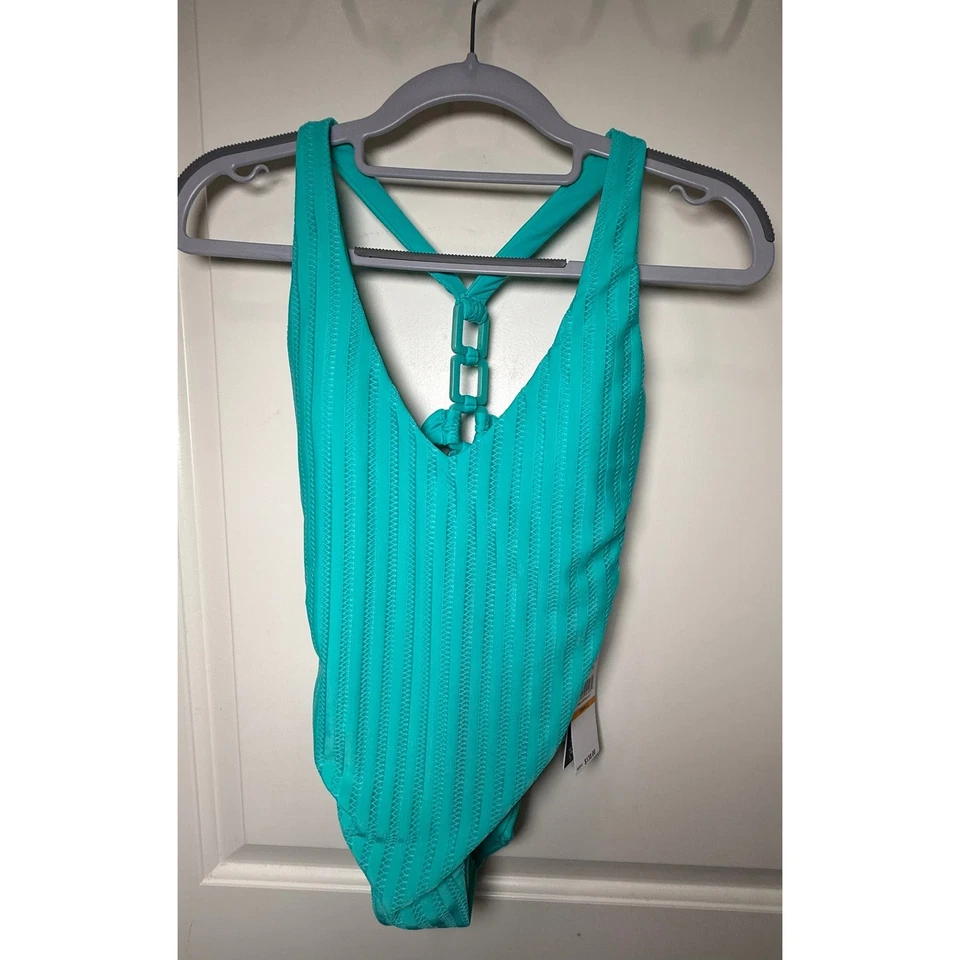 Traje de baño Isabella Rose Lagoon verde azulado de una pieza S nuevo con etiquetas traje de baño de resort recortado trasero Foto 2 de 4