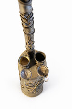 Burette à Huile Ancienne en Métal Décor Floral Huilier Lampe Début XXe