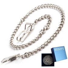 Clip Pocket Watch Chain, SINPY Vintage Metal Alloy Accessory, Silver