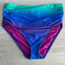 Bleu by Rod Beattie Shirred High-Waisted Bikini Bottoms Size 6