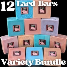 12 Bar Variety Scented Soap Bundle, Pig Tallow, Handcrafted, All Natural